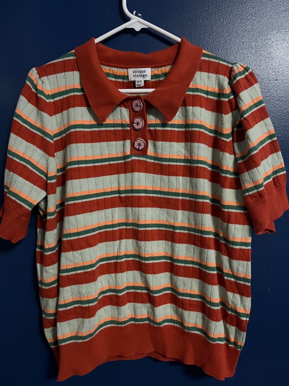 Unique Vintage Knit Collared Top